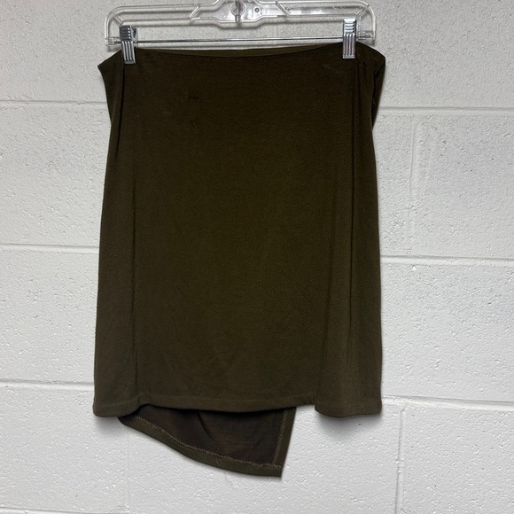Vince Asymmetrical Skirt in Olive Green - Picture 2 of 6